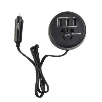 محول ولاعة سيارة متعدد الاستخدام – 3 منافذ USB + مقبس 220 فولت