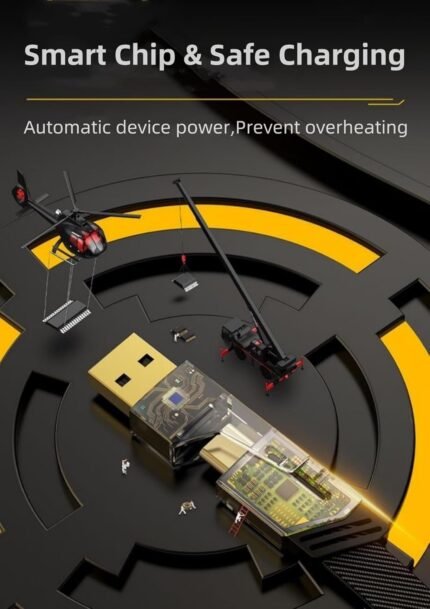 كابل شاحن USB متعدد 15 سم، شحن سريع 65 واط 3 في 1  (Lightning, Type-C & Micro USB)